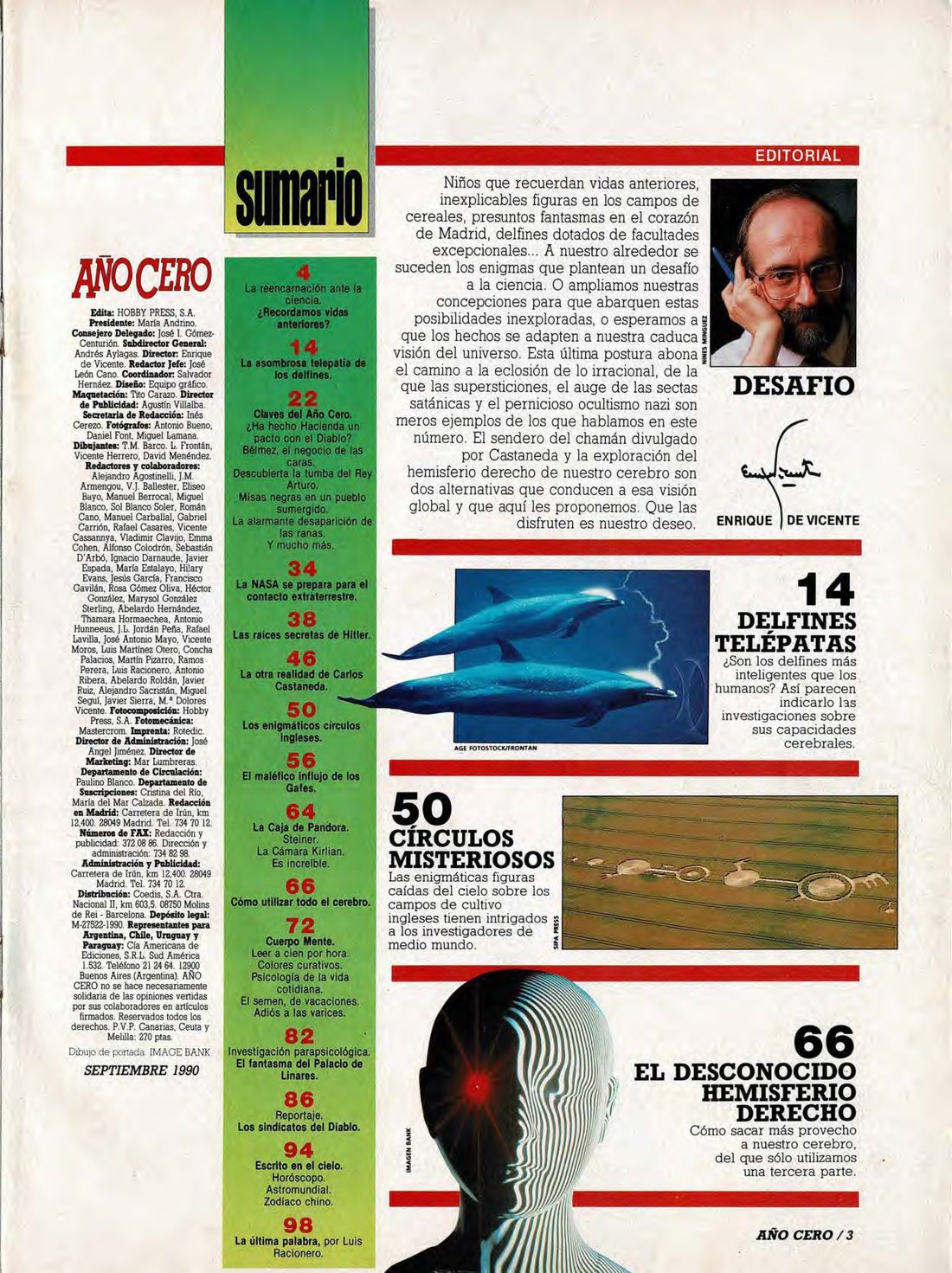 Mancheta del número 2, septiembre de 1990