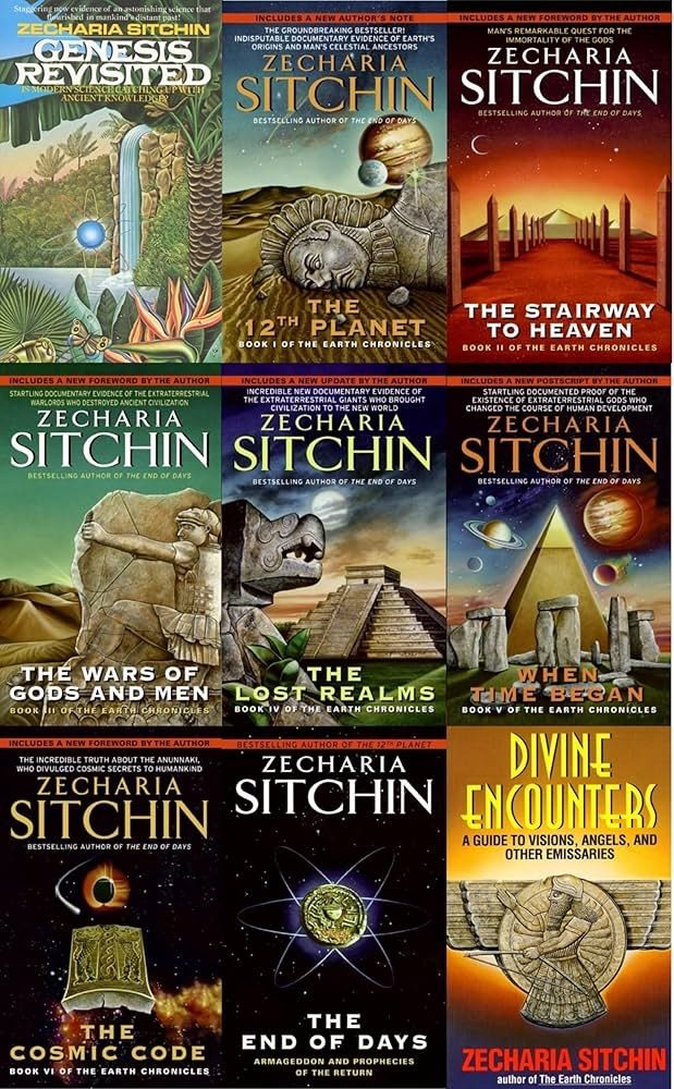 Las portadas de las ediciones inglesas de las Crónicas de la Tierra de Zecharia Sitchin