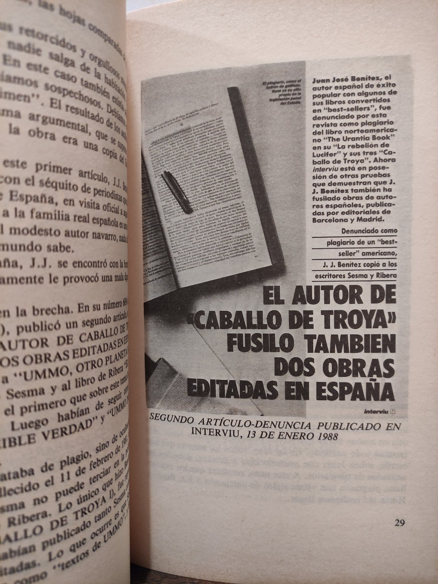 Segunda entrega de Interviú, enero de 1988, reproducida en el libro de Ribera